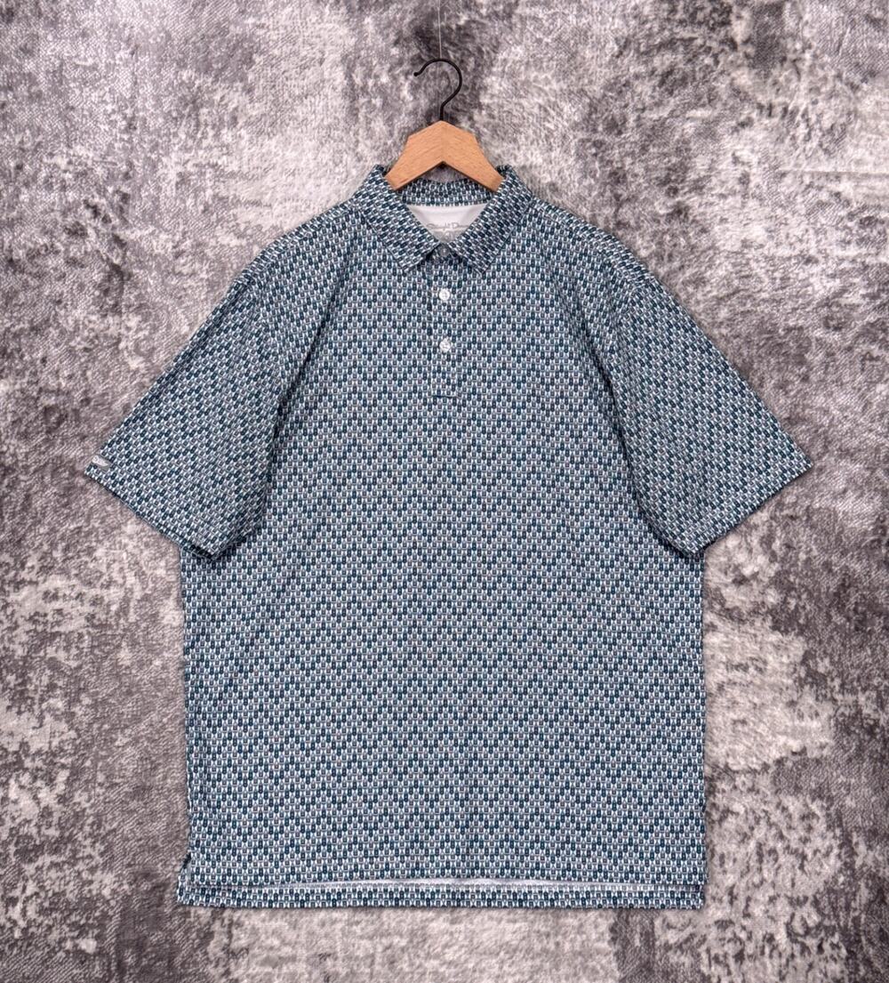 Straight Down Polo Shirt Large Mens Blue Speed Boat Performance Golf